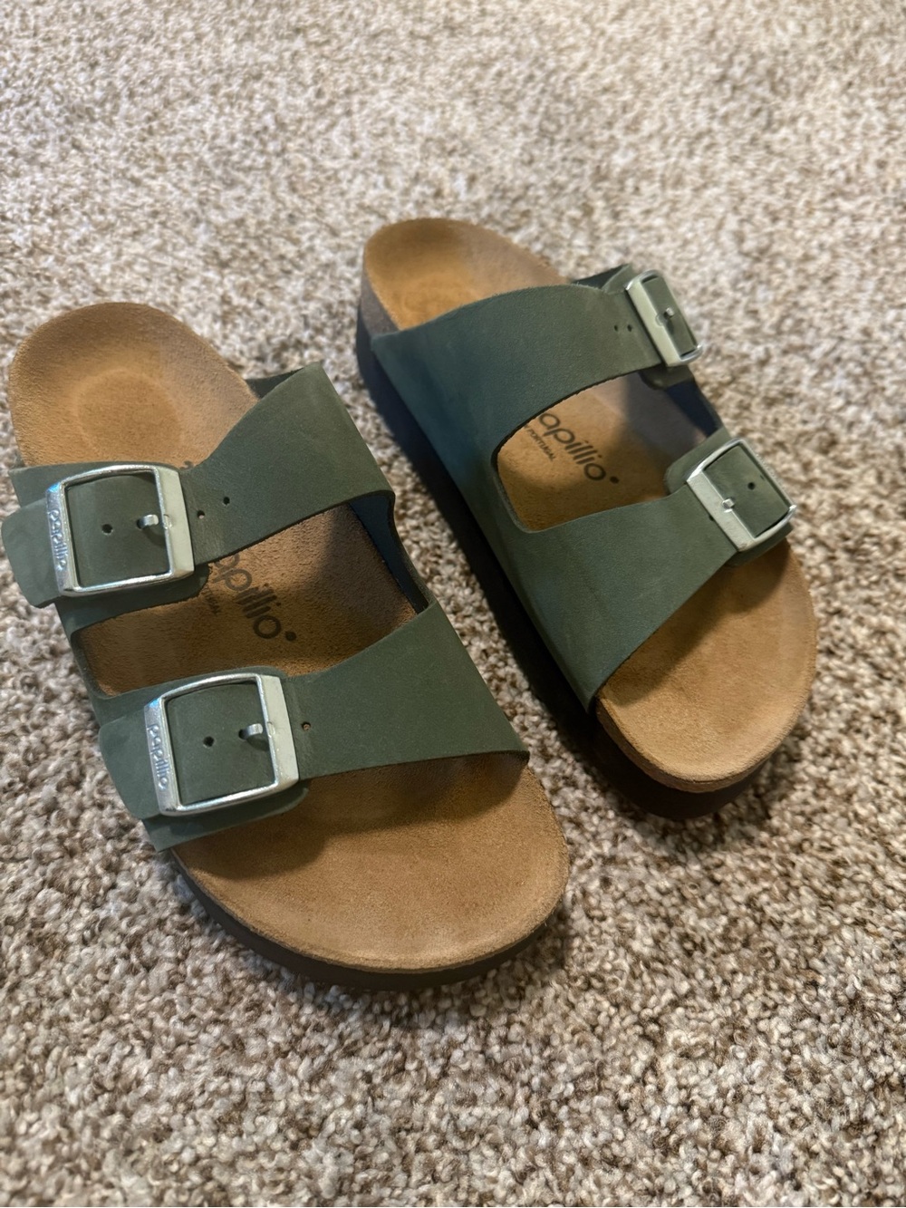 Papillio Kids Double Buckle Sandals in Olive
